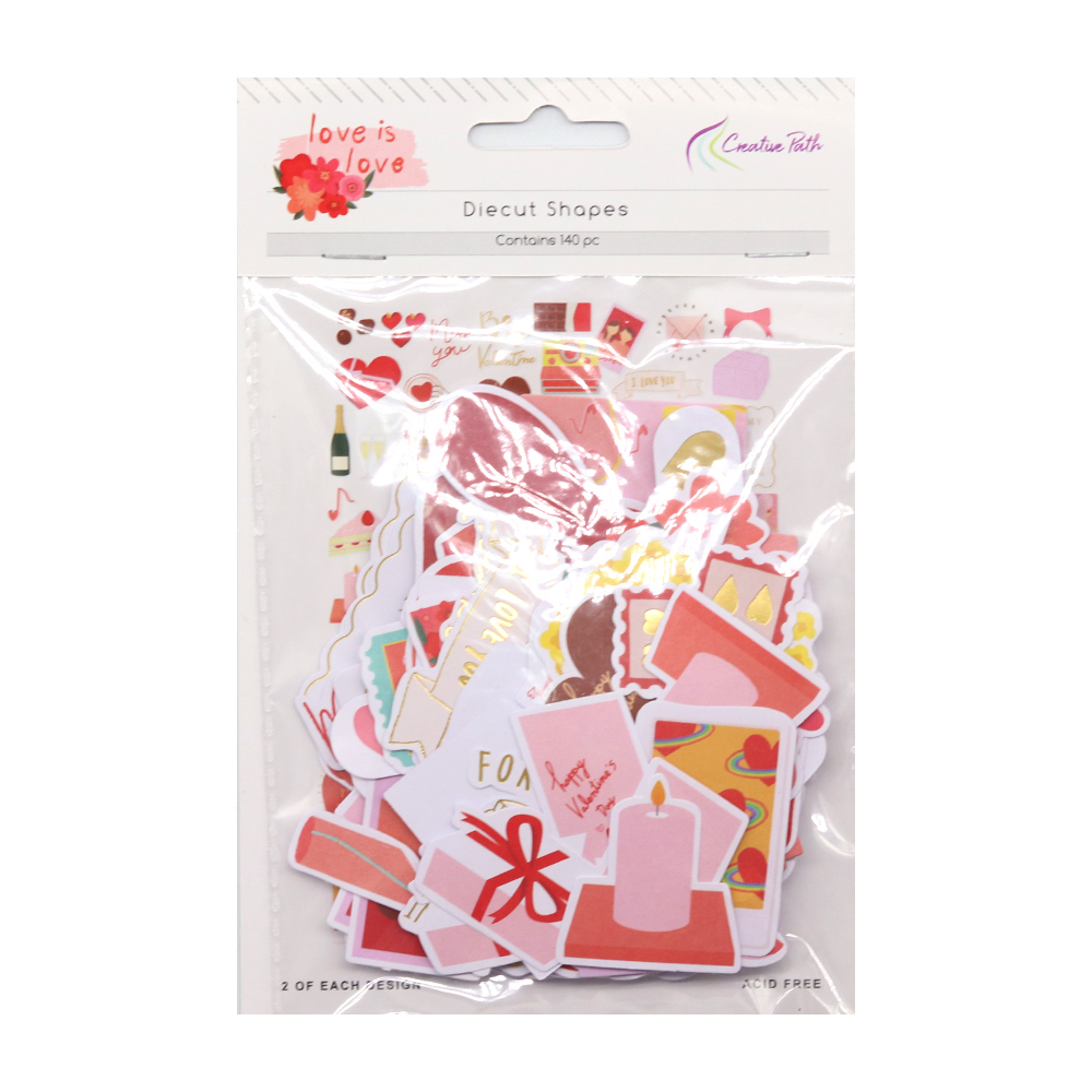 Embellishments For Scrapbooking - Creative Path 140pcs Pink Red Love