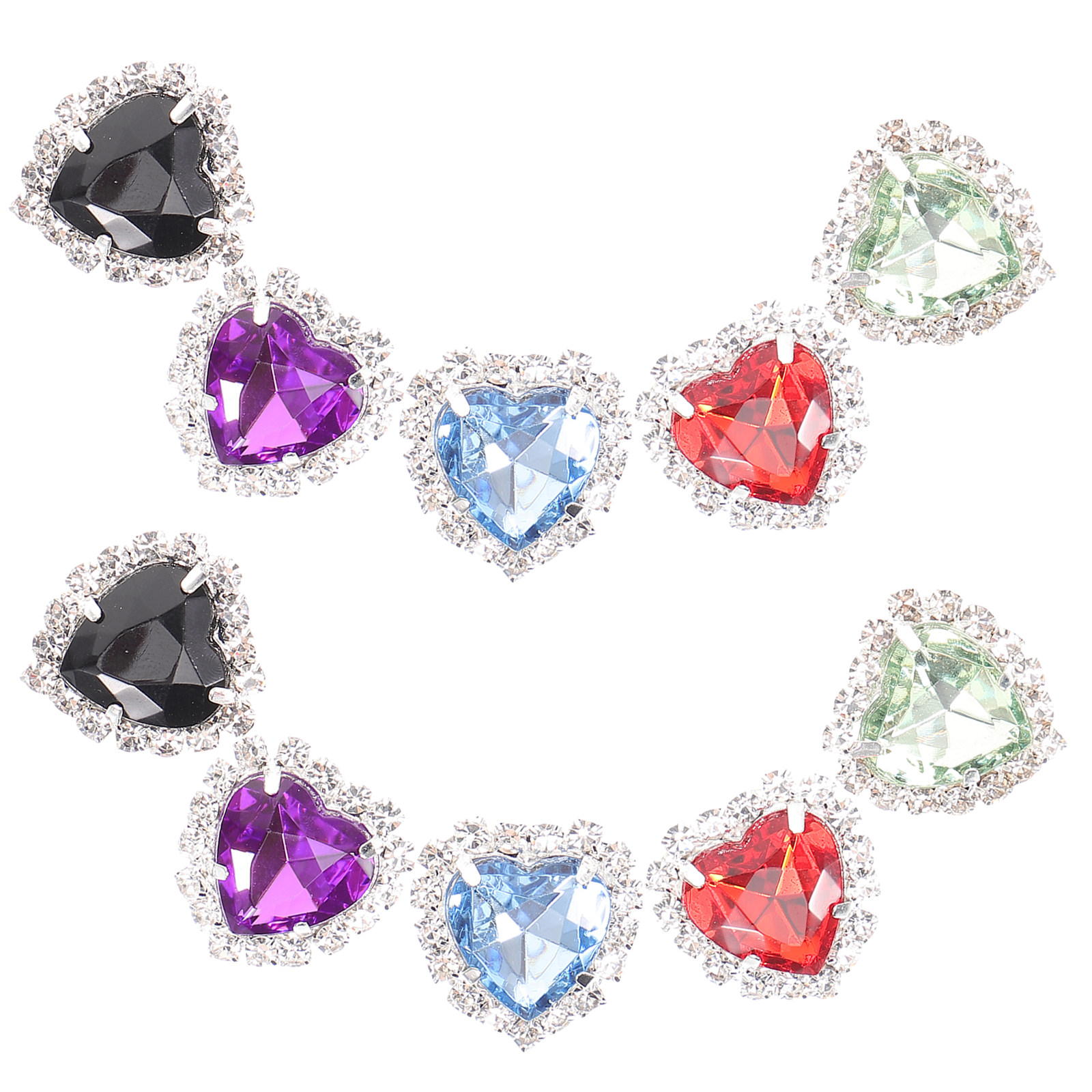 Embellishment Glue Craft - 10Pcs Sew on Rhinestones Heart Shaped