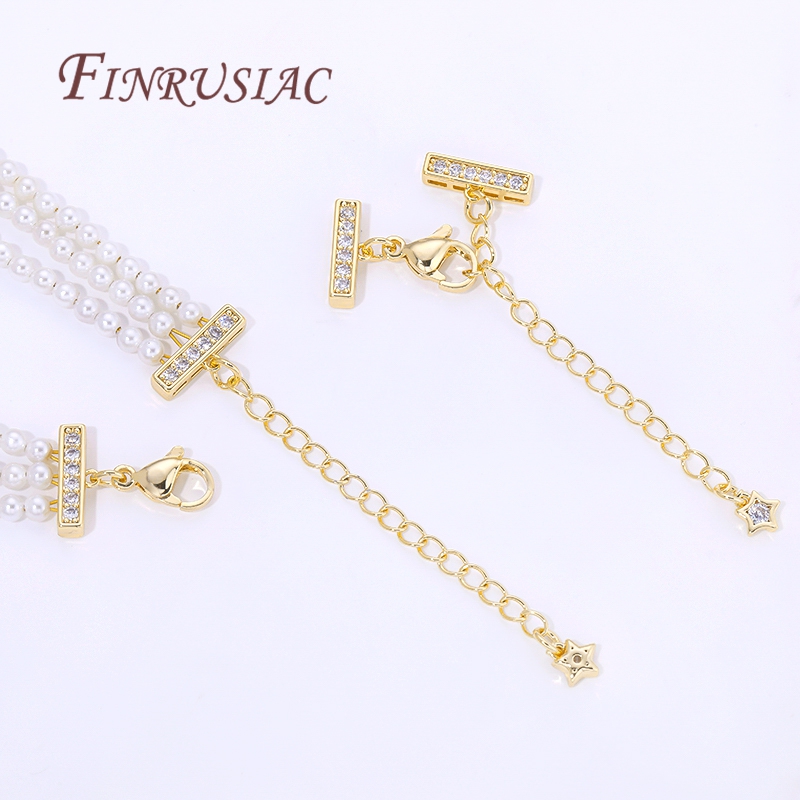 18K Gold Plated 3-row Pearl Ne - Pearl Trim Chain 评论和价格