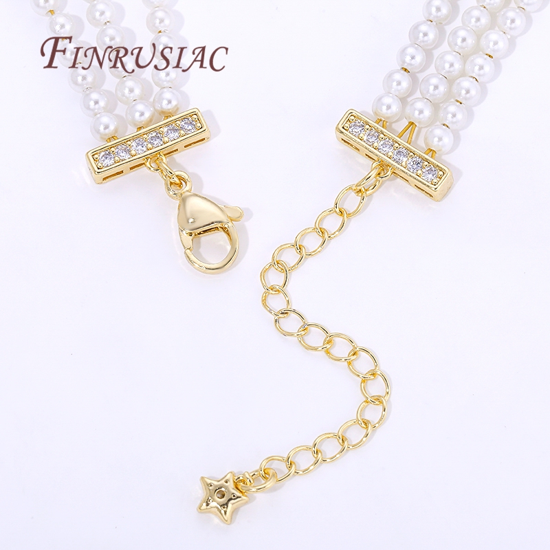 18K Gold Plated 3-row Pearl Ne - Pearl Trim Chain 评论和价格