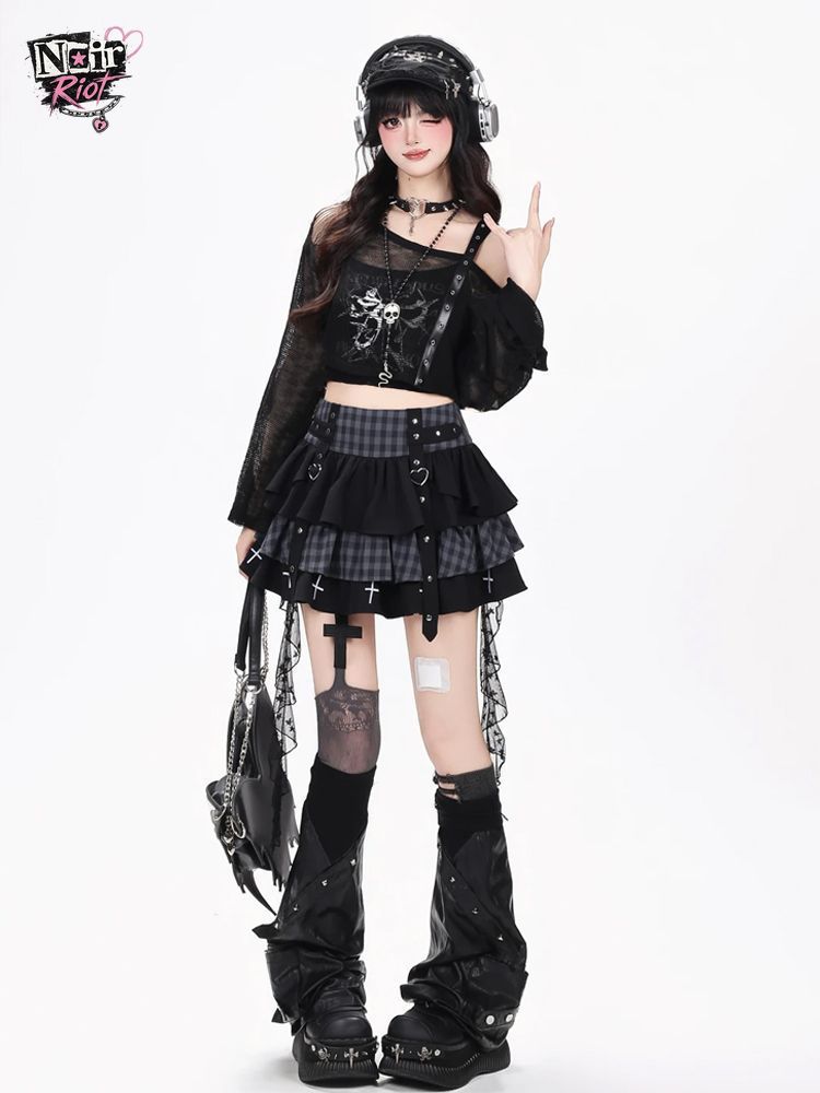Y2K Punk Gothic Kawaii 3PCS Se - Elastic Lace Trim 评论和价格