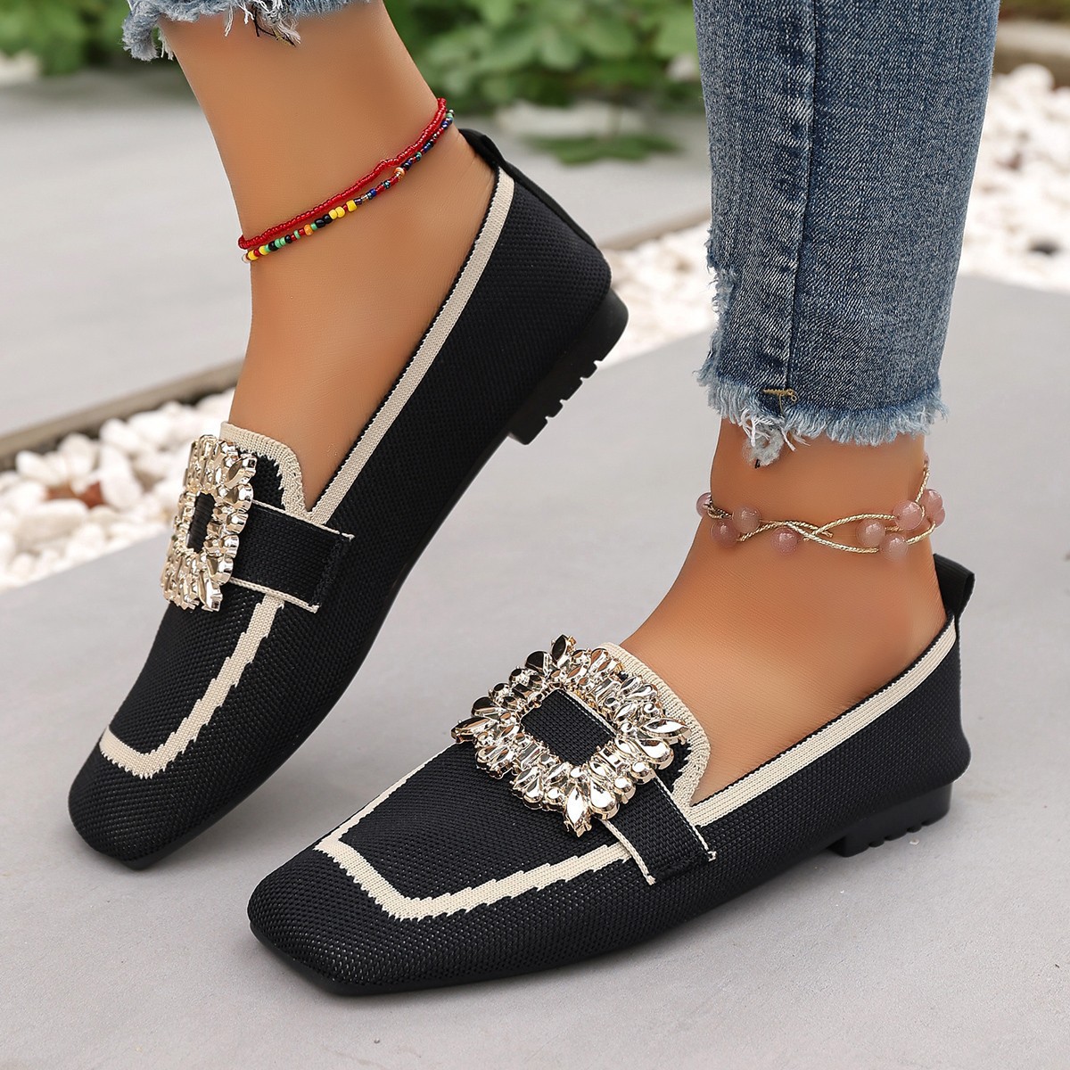 Spring Women's Flat Shoes New  - Crystal Mesh Fabric 评论和价格