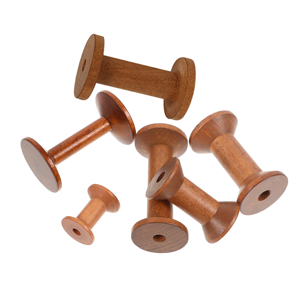 6Pcs Vintage Wood Spools Empty - Embroidery Craft 评论和价格