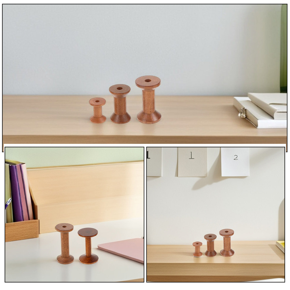 6Pcs Vintage Wood Spools Empty - Embroidery Craft 评论和价格