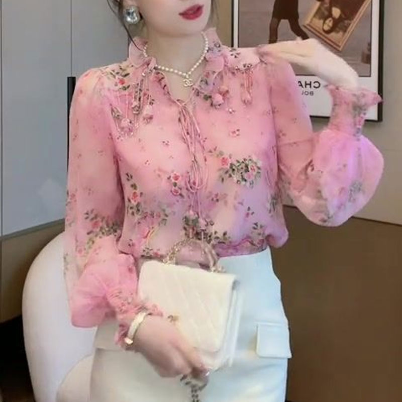Korean Broken Flowers Printed  - Tassel Fringe Trim 评论和价格