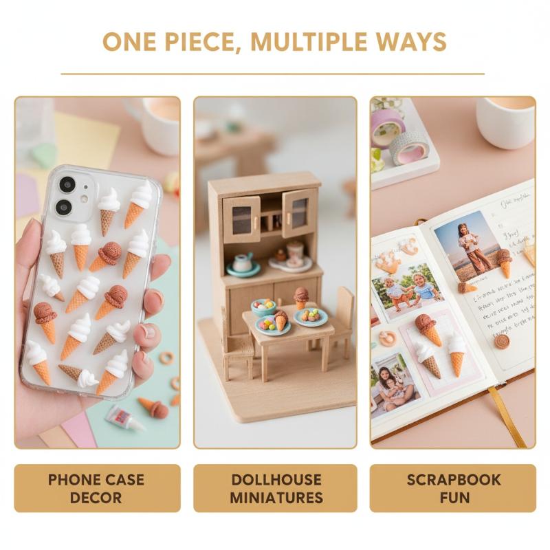 Kawaii Mini Resin Ice Cream Em - Embellishments For Scrapbooking 评论和价格
