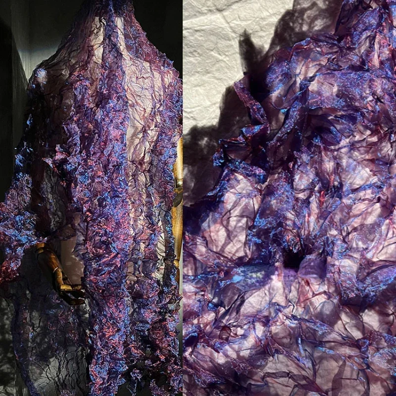 Crystal Pleated Laser Mesh Fab - Crystal Mesh Fabric 评论和价格