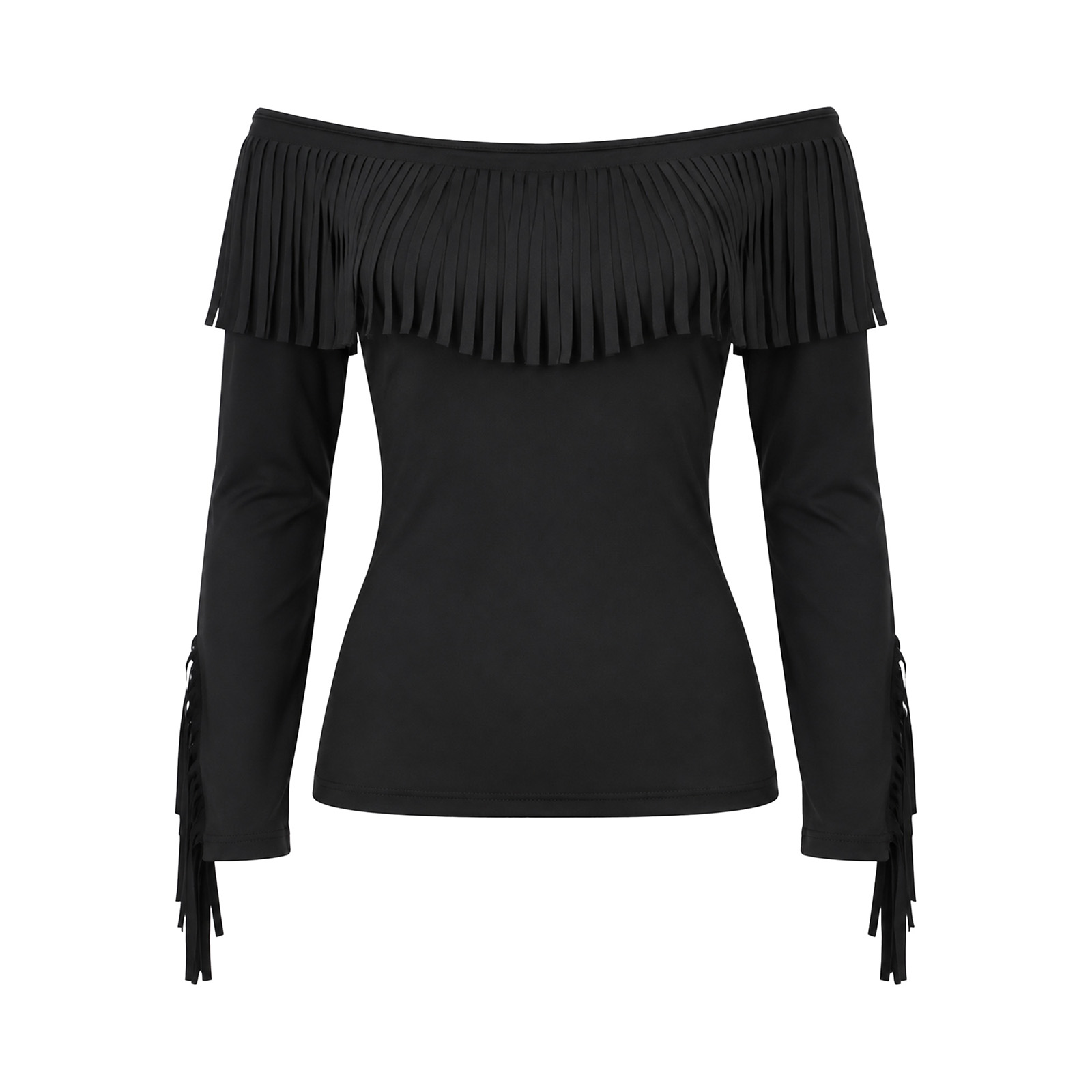 Womens Off Shoulder Tassel Blo - Tassel Fringe Trim 评论和价格