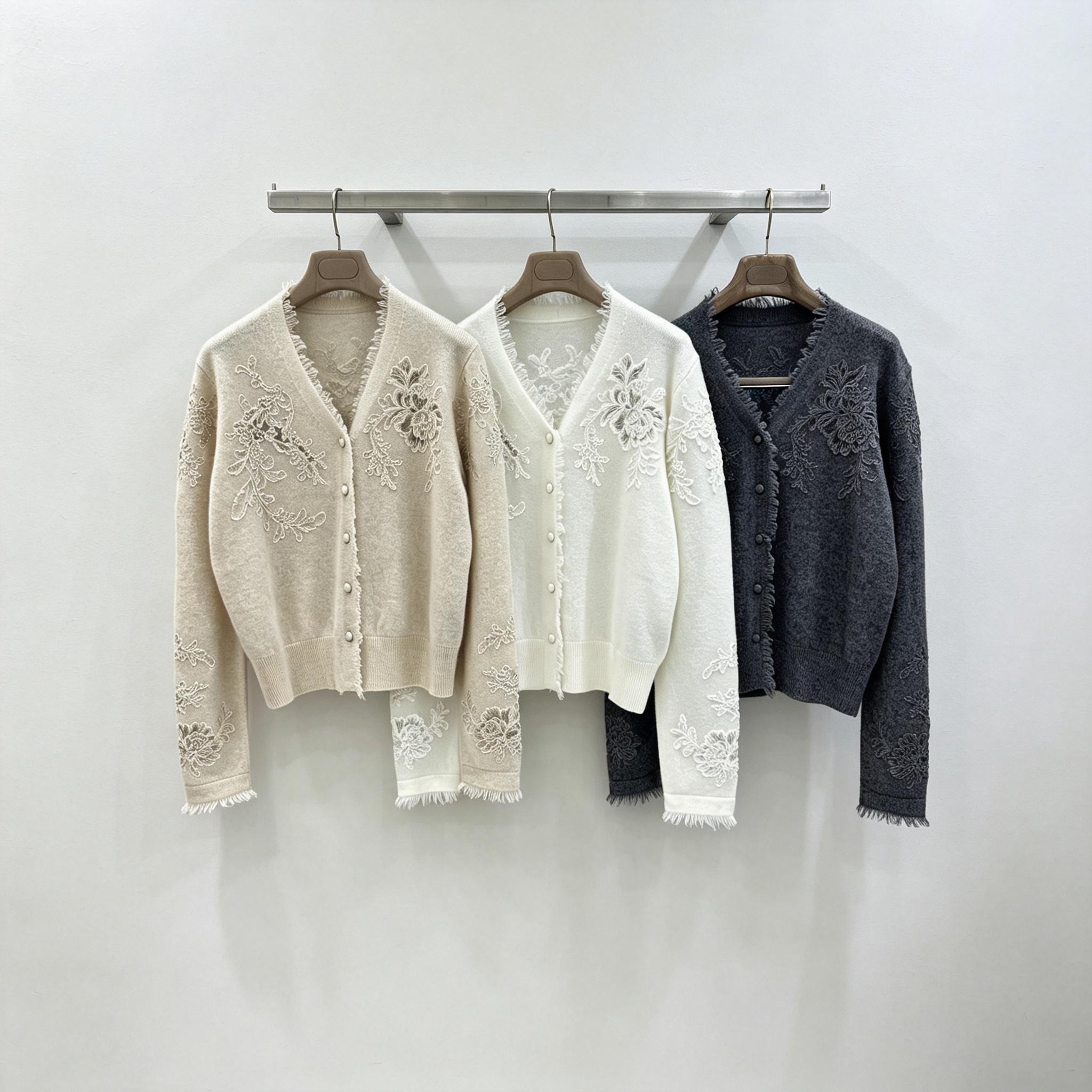 Women V‑Neck Knit Cardigan Flo - Tassel Fringe Trim 评论和价格