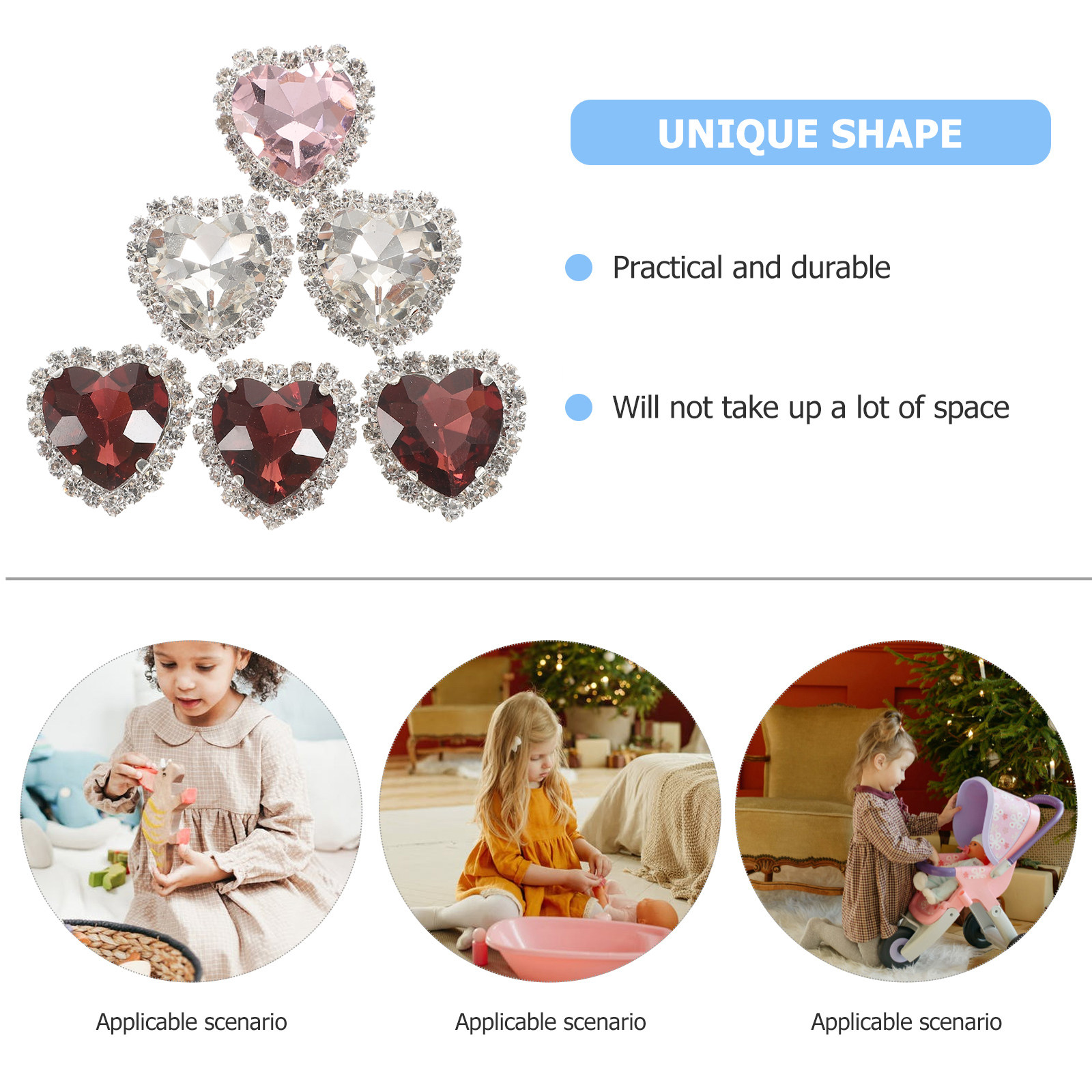 30Pcs Heart Shape Alloy DIY Cr - Embellishment Glue Craft 评论和价格